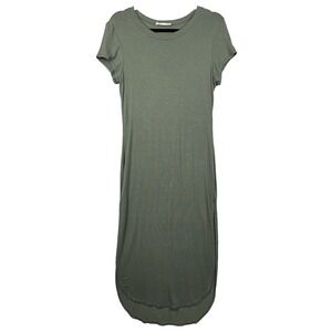 Poetry Dress Womens Small Green Midi Short Sleeve Side Slits Boho Beachy